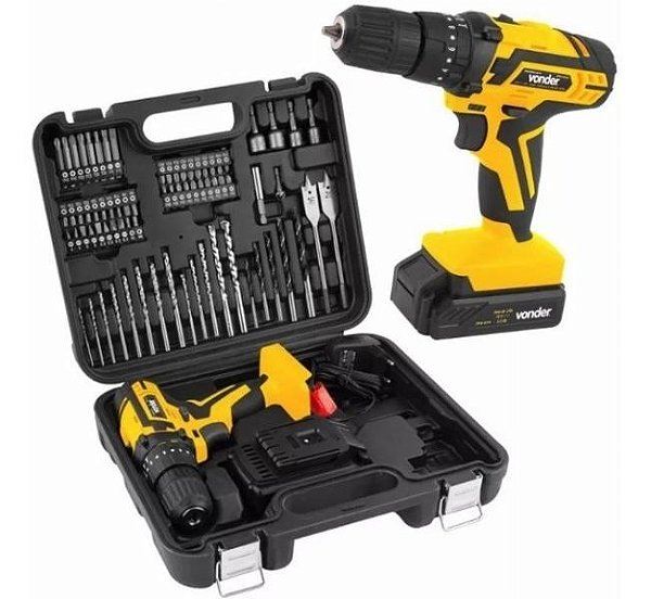 Parafusadeira e Furadeira 12V com Maleta 74 Peças Vonder Bivolt