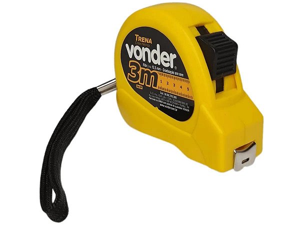 Trena Fita Metrica de Aço 3 Metros 3M X 12,5mm Vonder