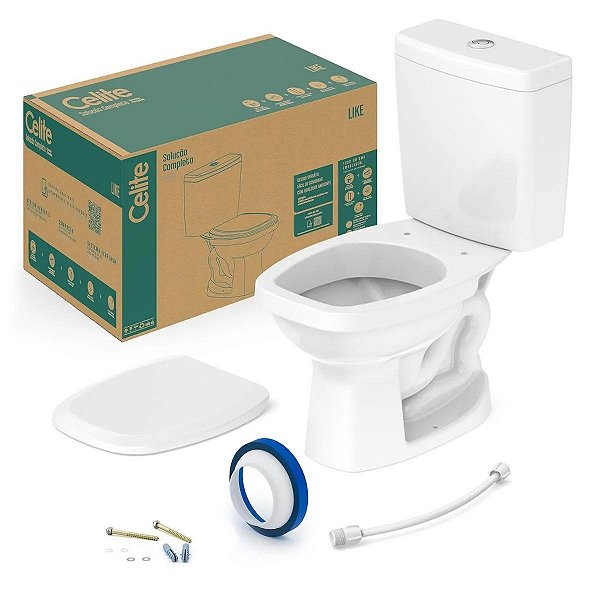 Kit Bacia + Caixa Acoplada Eco Like Branca Completa Celite Like