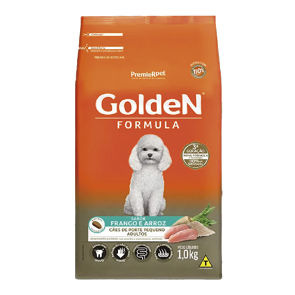 Ração Golden Formula para Cães Adultos Raças Pequenas Frango e Arroz – 1Kg