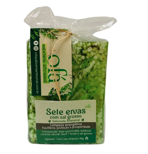 Sabonete Artesanal 90g - Sete ervas com Sal Grosso