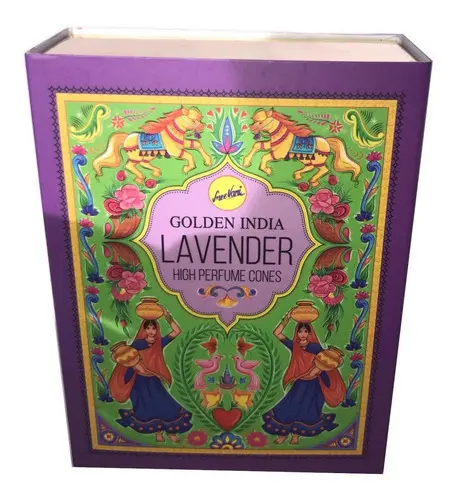 Incenso Cascata Indiano Golden Lavander Cx Com 10 Cones