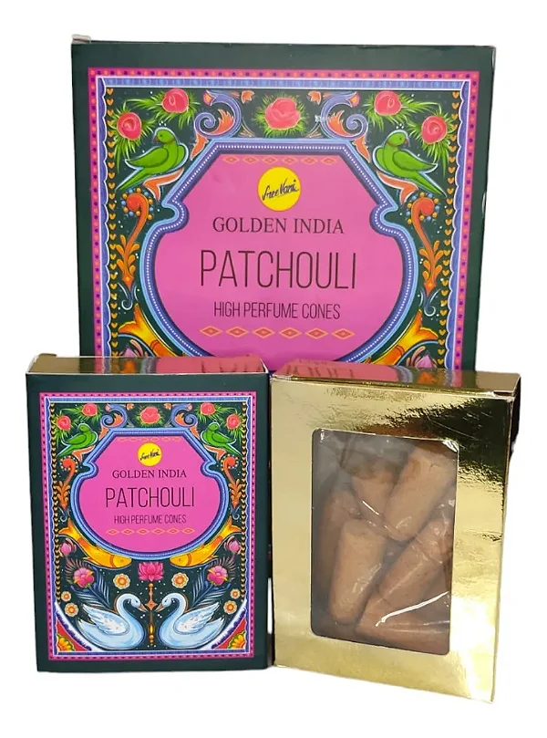 Incenso Cascata Indiano Golden Patchouli Cx Com 10 Cones