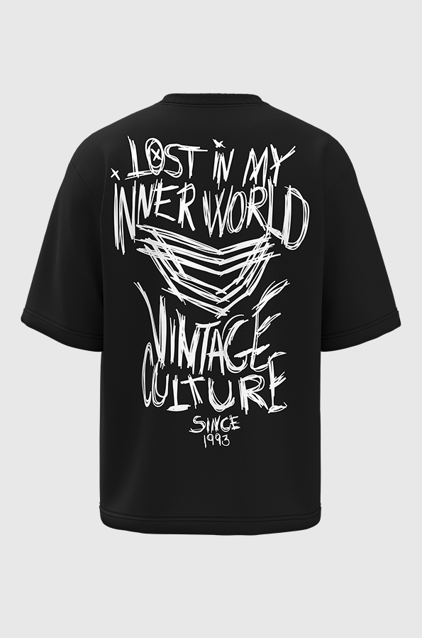 Camiseta Oversized Vintage Culture Lost In My Inner World