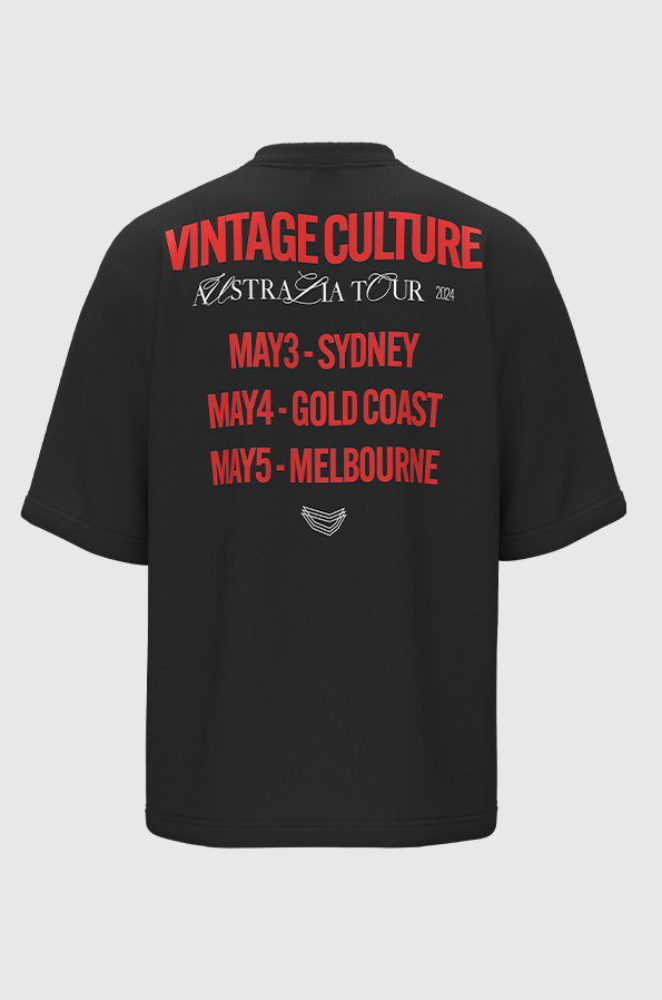 Camiseta Oversized Vintage Culture Australia Tour Algodão Egípcio Ed. Limitada