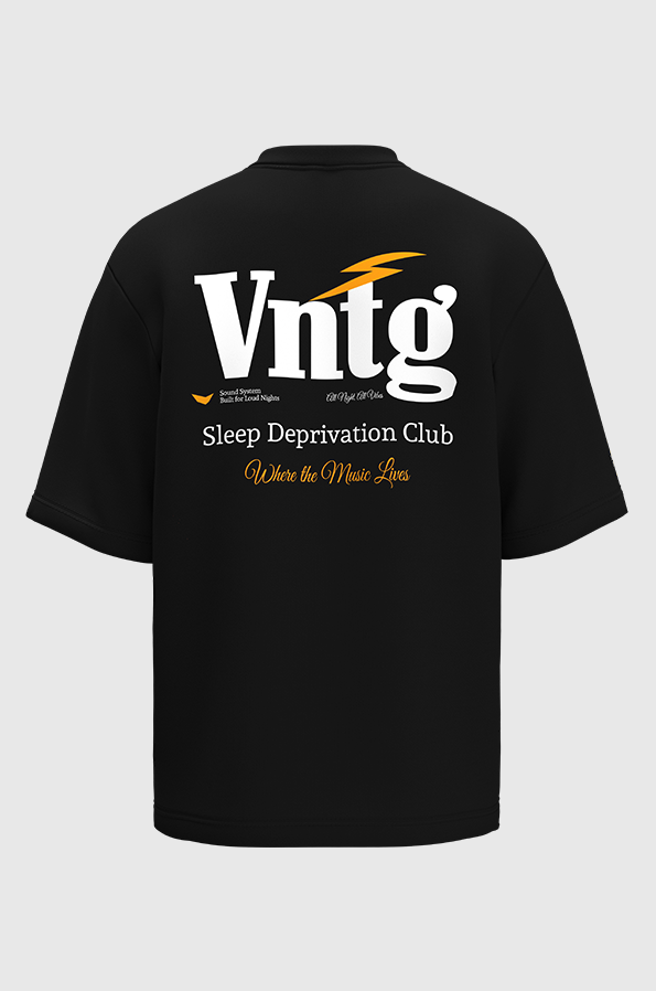 Camiseta Oversized Vintage Culture Sleep Deprivation Club Algodão Egípcio