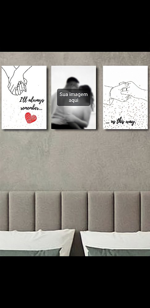 Kit 3 quadros personalizados casal frase de música