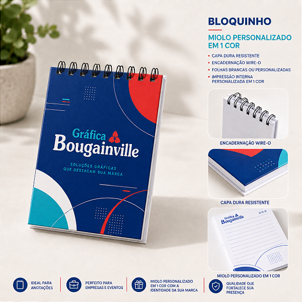 Bloquinho capa dura com miolo personalizado