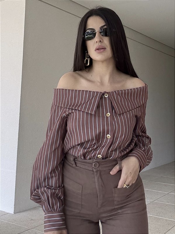 Camisa Allure Marrom Ombro