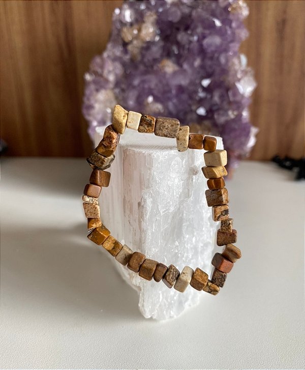 Pulseira Cascalho Jaspe Madeira- Proatividade