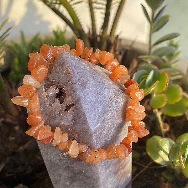 Pulseira Cascalho Aventurina Laranja- Positividade e Estabilidade