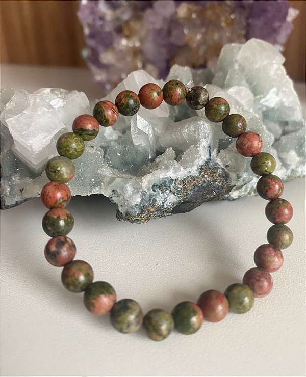 Pulseira Esfera Unakita - Amuleto Felicidade