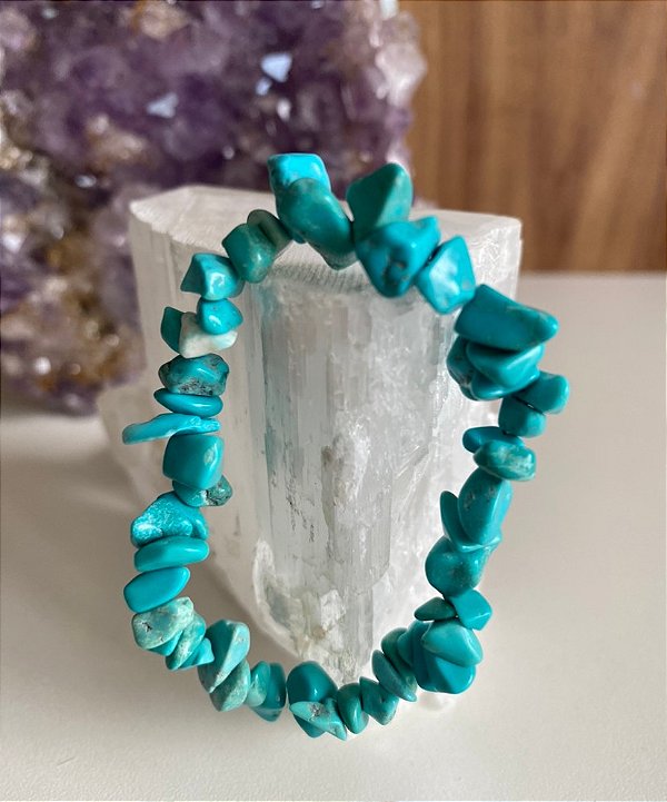 Pulseira Cascalho Howlita Azul - Calmante