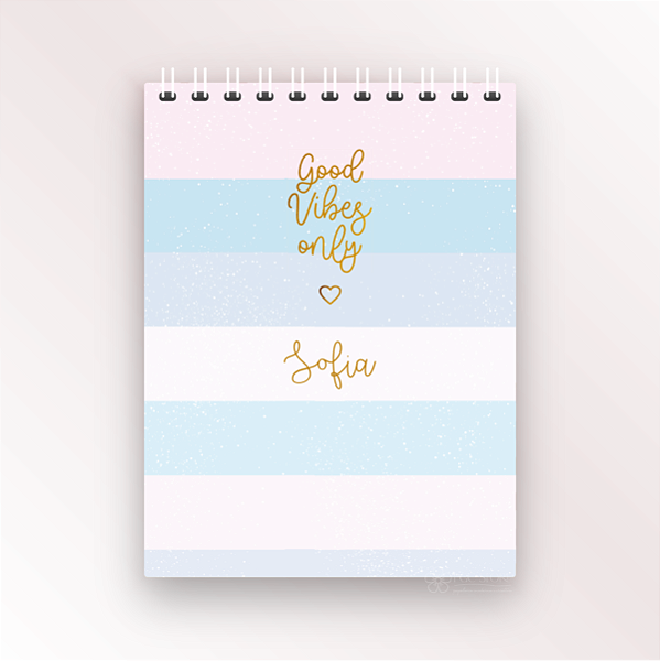Caderneta bloco de notas Good Vibes Only Personalizada