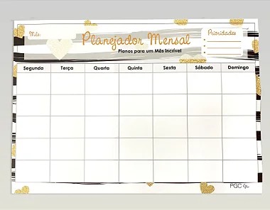 Planner Mensal Corações