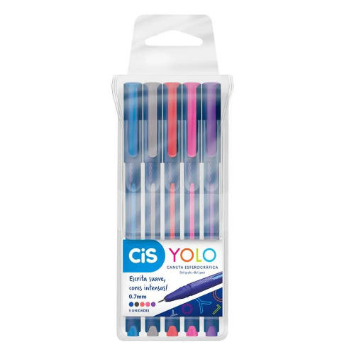 Caneta 0.7 Yolo Kit Com 5 Cores Sortidas - Cis