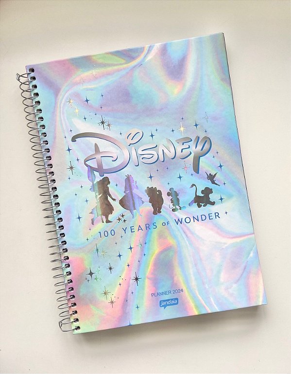 Planner 2024 Disney 100 anos tamanho Universitário