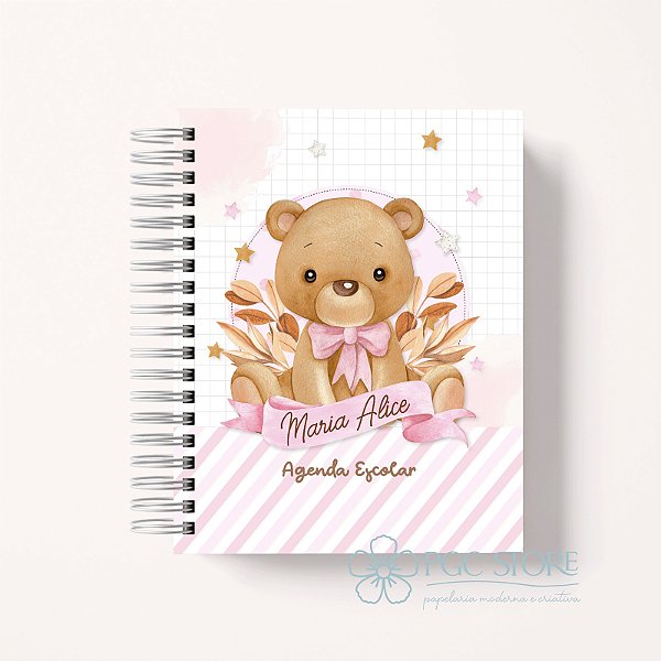 Agenda Berçário Creche Personalizada - Ursinha de Pelúcia menina