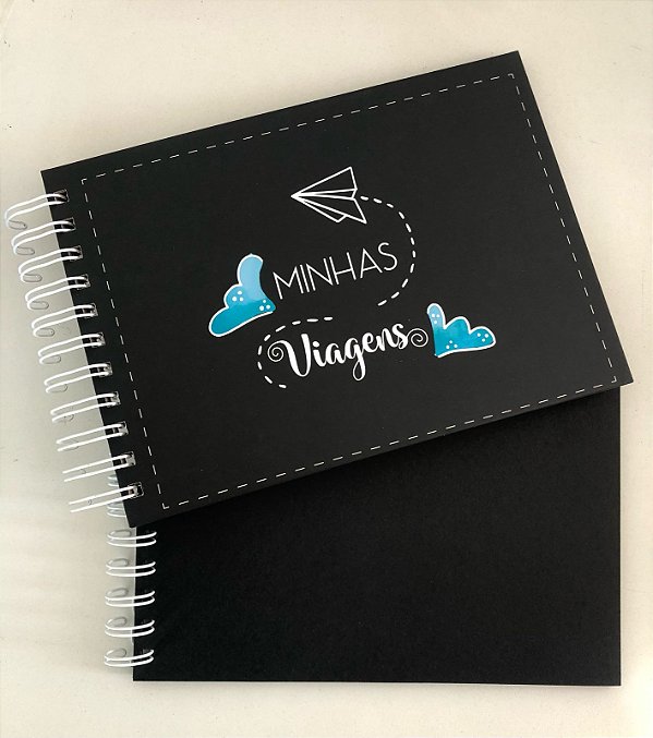 Álbum de Fotos Scrapbook Folhas Preta Minhas Viagens