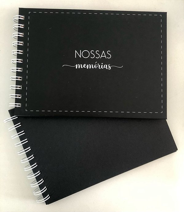 Álbum de Fotos Scrapbook com Folhas Preta Nossas Memórias Capa Dura