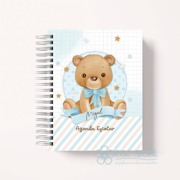 Agenda Berçário Creche Personalizada - Ursinha de Pelúcia menino