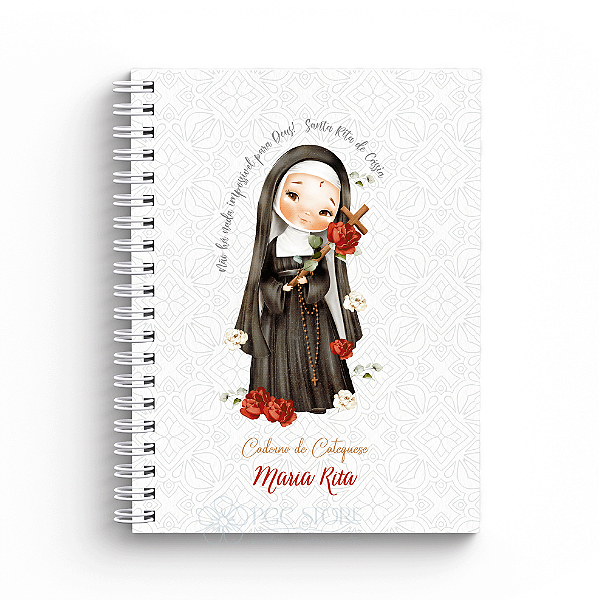 Caderno de Catequese Capa Personalizada - Santa Rita