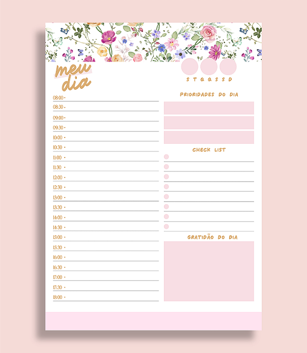 Planner diário de mesa - Floral