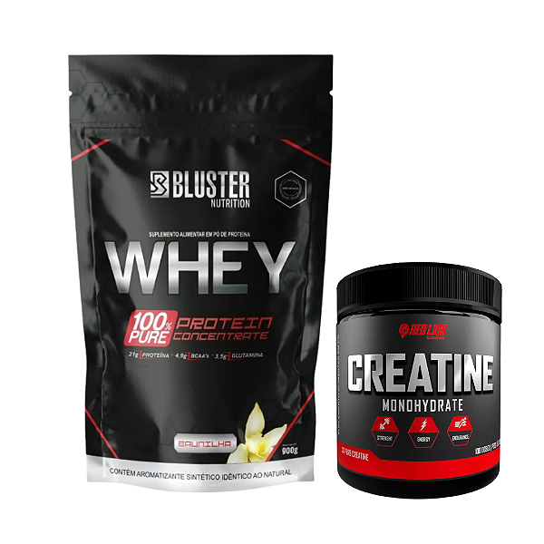 WHEY 100% BLUSTER (900G) + CREATINA 150G PURA RED LION