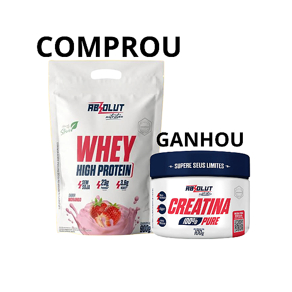 Whey absolut 900g + ganhou creatina 100g pura abs