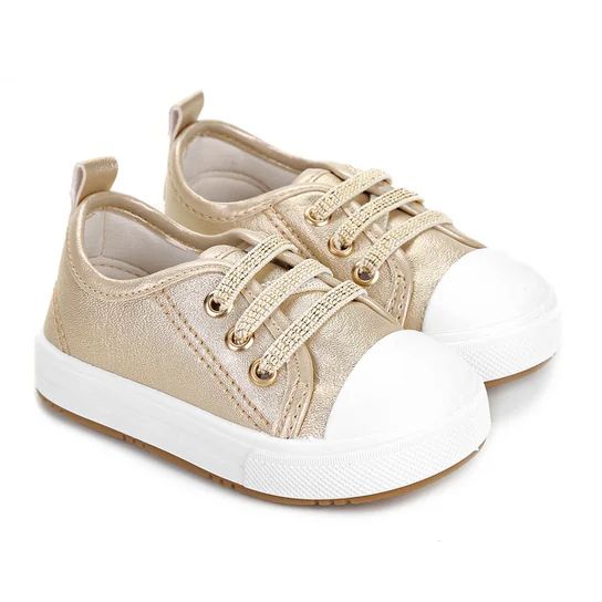 Tênis Infantil Pimpolho Star Elástico Lurex 32799 Cor:Dourado;Tamanho:27
