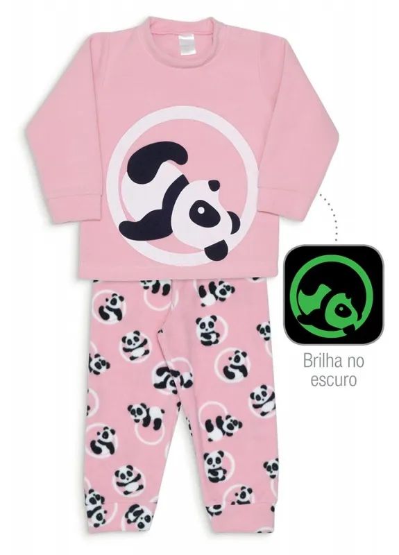 Pijama em Soft Pandas Rosa Infantil Menina Dedeka 21643