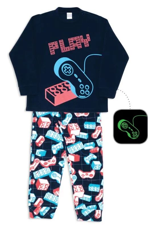 Pijama Games Menino de Soft - Estampa Brilha no Escuro
