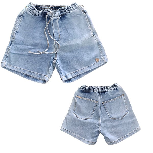 Shorts Meia Coxa Feminino Pedro e Maria Cor:Azul;Tamanho:18