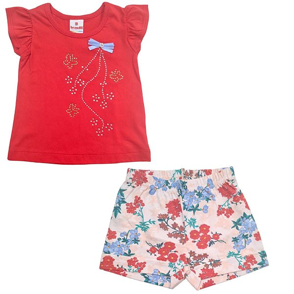 Conjunto Blusa e Short Vermelho-Tamanho:P