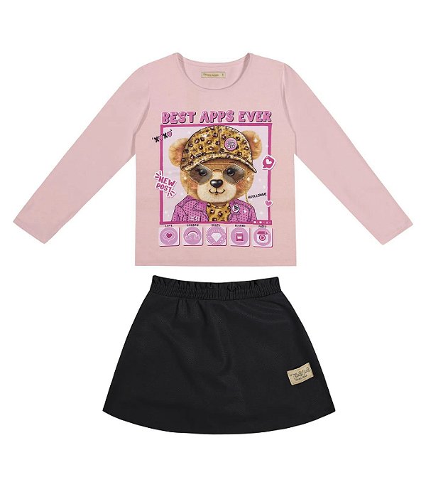Conjunto Infantil Blusa Com Saia Trick Nick