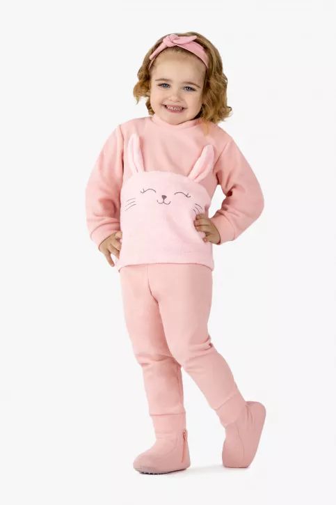Pijama de soft coelhinha infantil - Aplicação
