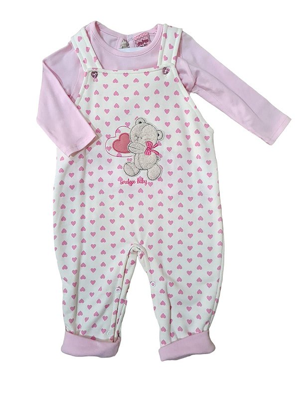 Macacão Menina em Moletom Rosa G