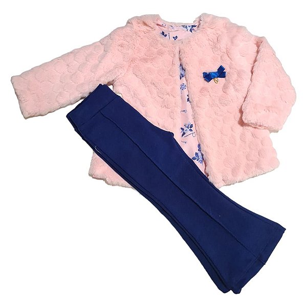 Conjunto Luxo Paraíso Casaco em Pele e Calça Fler 9320