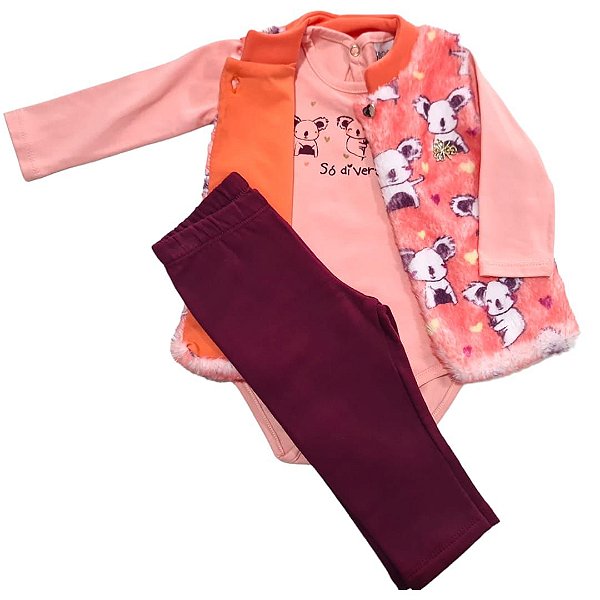 Trijunto Body Cotton/ Legging Molecotton Felpado Rosa-Gloss - M