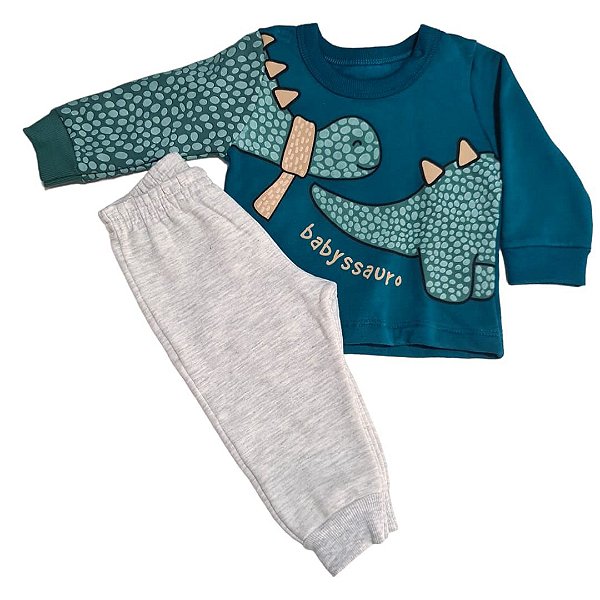 Conjunto Blusão e Calça Moletom Bebe Dinossauro 54411