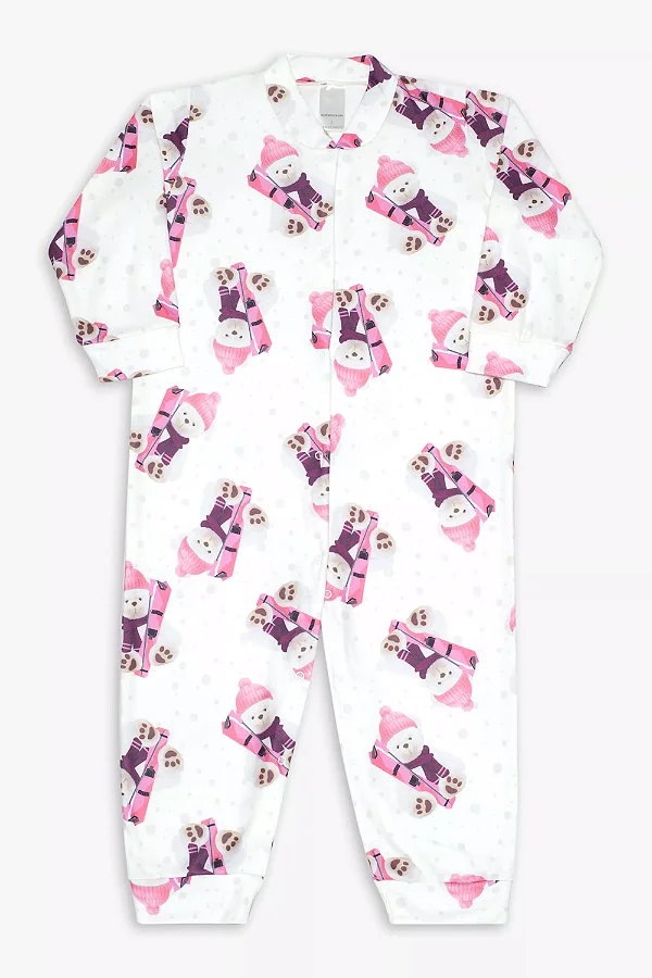 Macacão de soft sublimado ursas esquiadoras infantil