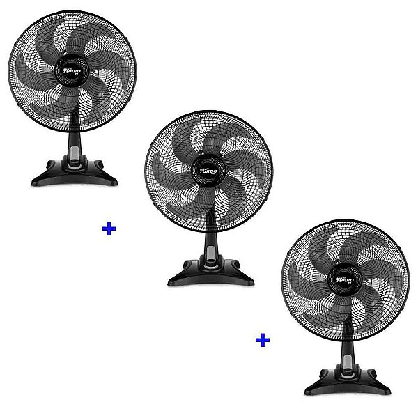 Kit 3 Ventilador Multi 40cm Turbo Silencioso 6 Pas Procel 3a