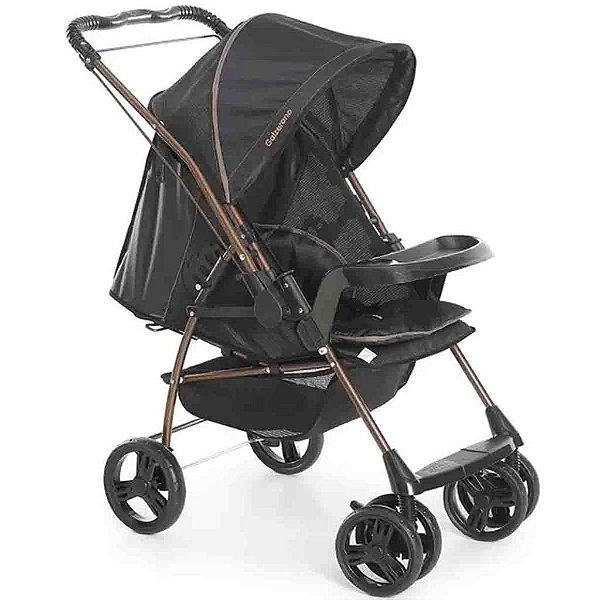 Carrinho Bebê Romano + Bebê Conforto Preto/cobre Galzerano