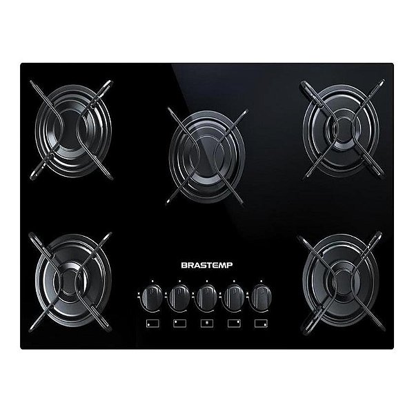 Cooktop 5 Bocas Brastemp Com Grades Piatina E Acendimento Au Cor Preto 127v/220v