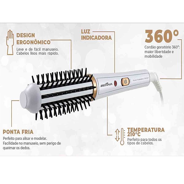 Escova Modeladora Alisadora Britania Bec04 Bivolt