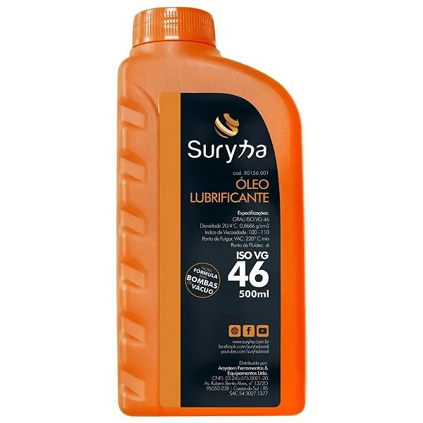 OLEO BOMBA VACUO LUBRIFICANTE ISO VG 46 500ML SURYHA