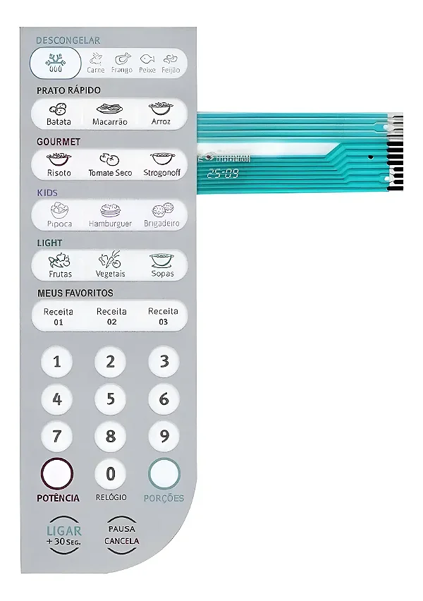 MEMBRANA MICROONDAS ELECTROLUX MEF41 C/ RELEVO INVERTIDA