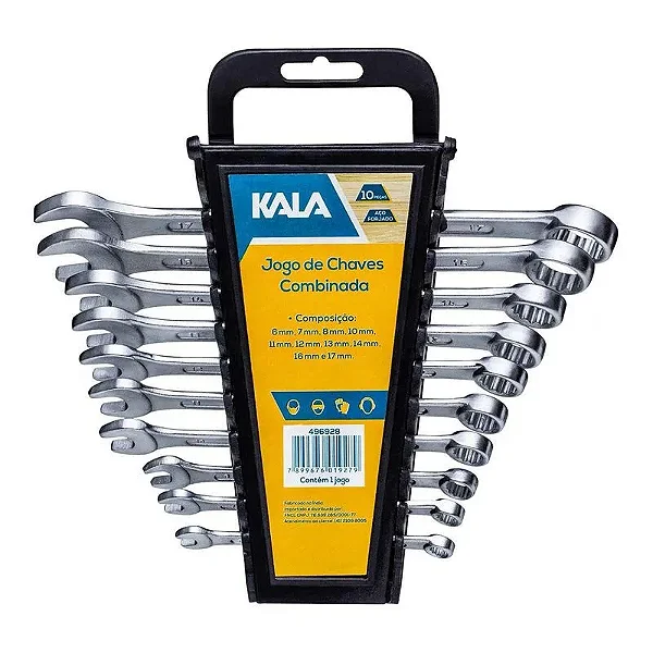 JOGO CHAVE COMBINADA ANEL E ABERTA 6 A 22MM 12 PECAS KALA