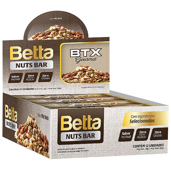 Barra De Proteína BTX Gourmet 30G - Nuts Bar - Caixa 12 un