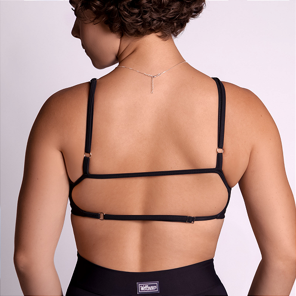 Top Desirée Preto com tiras nas costas reguláveis